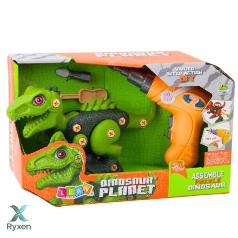 Dinozaur Do Rozkręcania Skręcania Zielony Wiertarka DIY LEAN TOYS