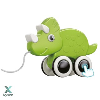 Dinozaur Zabawka Do Ciągnięcia Na Sznurku Piszczałka Eko Zielony LEAN TOYS