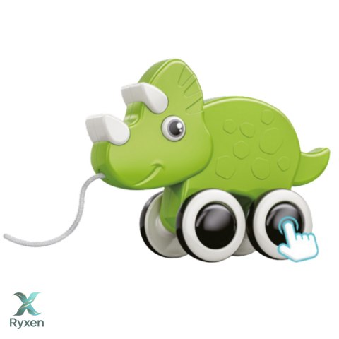 Dinozaur Zabawka Do Ciągnięcia Na Sznurku Piszczałka Eko Zielony LEAN TOYS