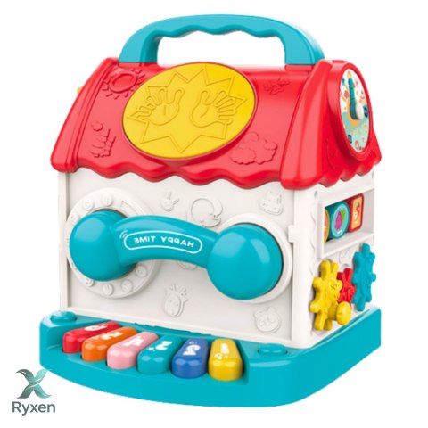 Domek Edukacyjny Kostka Interaktywna Grzechotka Sorter Dźwięki Kolorowy LEAN TOYS