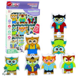 Gra Edukacyjna Sówki Układanka Zręcznościowa Logiczna Domino 18 szt. LEAN TOYS