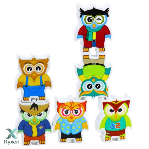 Gra Edukacyjna Sówki Układanka Zręcznościowa Logiczna Domino 18 szt. LEAN TOYS