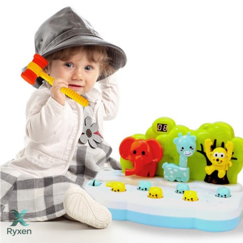 Gra Zręcznościowa Zwierzątka Whack-A-Mole Licznik Młotek Kolorowa LEAN TOYS
