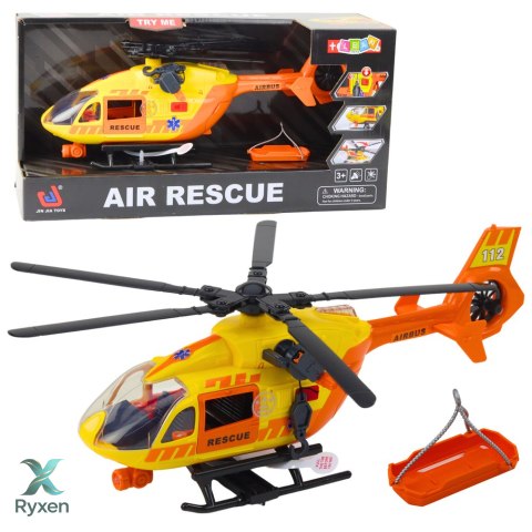 Helikopter Ratunkowy Hak Nosze Światła Dźwięki Pomarańczowy 1:12 LEAN TOYS