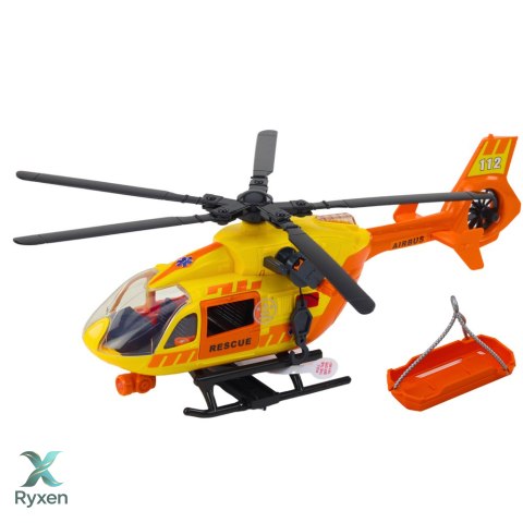 Helikopter Ratunkowy Hak Nosze Światła Dźwięki Pomarańczowy 1:12 LEAN TOYS