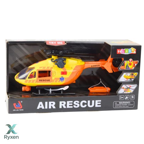 Helikopter Ratunkowy Hak Nosze Światła Dźwięki Pomarańczowy 1:12 LEAN TOYS