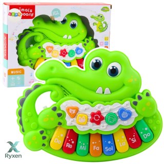 Interaktywne Pianinko Dla Malucha Światła Dźwięki Odgłosy Zwierząt Zielone LEAN TOYS