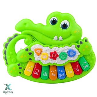Interaktywne Pianinko Dla Malucha Światła Dźwięki Odgłosy Zwierząt Zielone LEAN TOYS