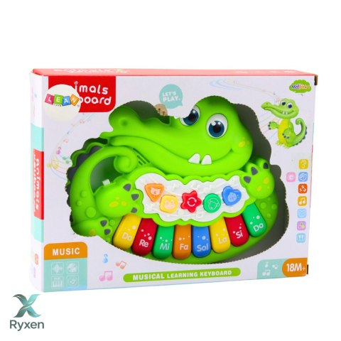 Interaktywne Pianinko Dla Malucha Światła Dźwięki Odgłosy Zwierząt Zielone LEAN TOYS