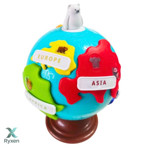 Interaktywny Globus Edukacyjny Dla Malucha Kontynenty Obrotowy LEAN TOYS