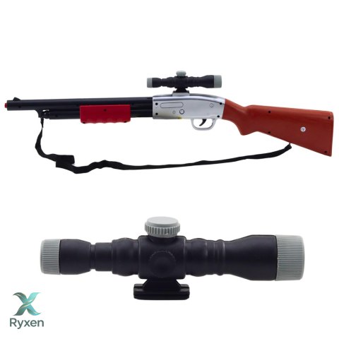 Karabin Strzelba Rekwizyt Pasek Na Ramię Luneta Brązowy Dźwięki 65cm LEAN TOYS