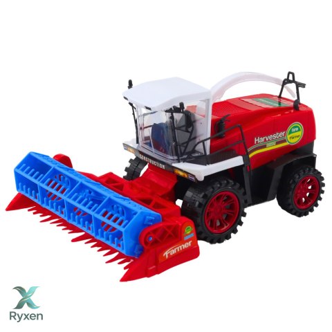 Kombajn Zbożowy Farmerski Rolniczy Heder Napęd Czerwony LEAN TOYS