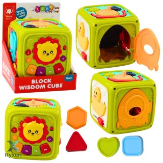 Kostka Edukacyjna Interaktywna Dla Malucha Lew Zielona LEAN TOYS