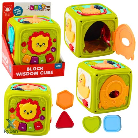 Kostka Edukacyjna Interaktywna Dla Malucha Lew Zielona LEAN TOYS