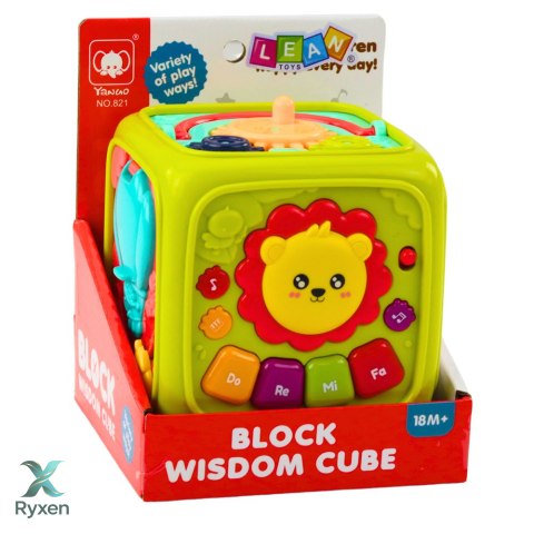 Kostka Edukacyjna Interaktywna Dla Malucha Lew Zielona LEAN TOYS