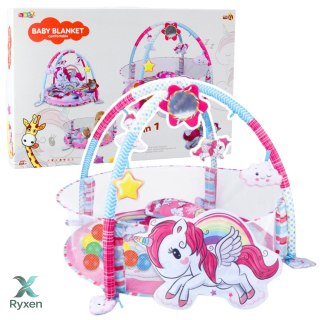 Mata Edukacyjna Dla Niemowląt Basen Na Kulki 3w1 Jednorożec Różowa LEAN TOYS