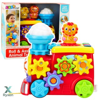Muzyczna Lokomotywa Interaktywna Dla Malucha Koła Zębate Kolorowy LEAN TOYS