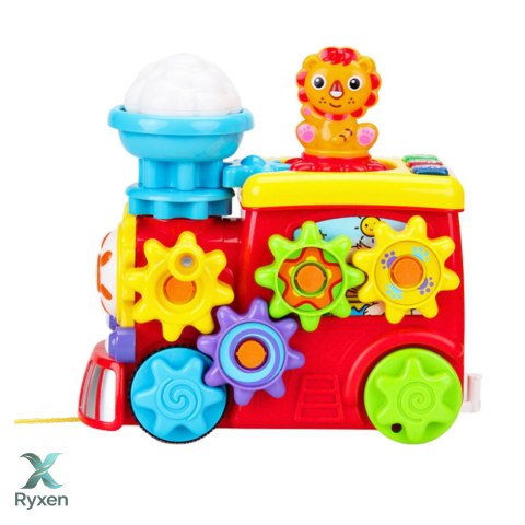 Muzyczna Lokomotywa Interaktywna Dla Malucha Koła Zębate Kolorowy LEAN TOYS