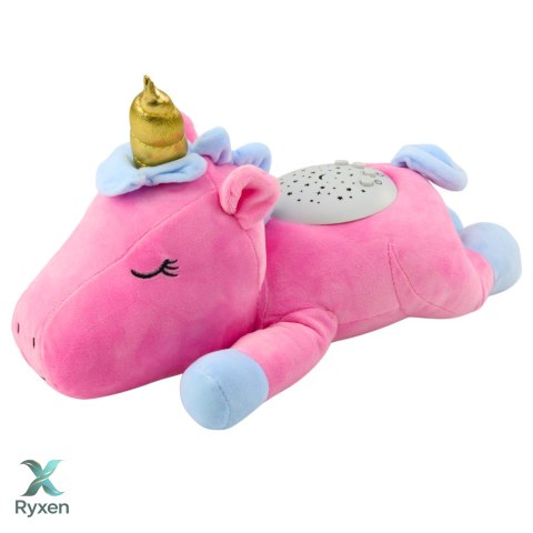 Pluszowy Jednorożec Usypiająca Przytulanka Projektor Dźwięk Szum Różowy LEAN TOYS
