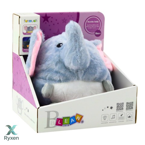 Pluszowy Słonik Usypiająca Przytulanka Światło Dźwięk Szary LEAN TOYS
