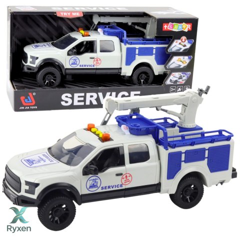 Samochód Serwisowy z Dźwigiem Światła Dźwięki Biały 1:12 LEAN TOYS