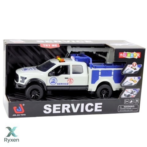 Samochód Serwisowy z Dźwigiem Światła Dźwięki Biały 1:12 LEAN TOYS