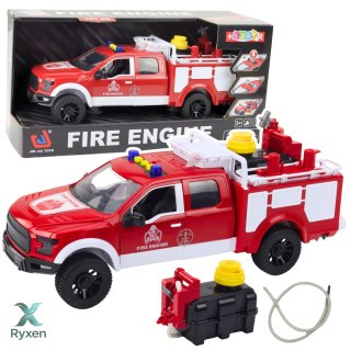 Samochód Strażacki Gaśniczy Woda Światła Dźwięki Biało Czerwony 1:12 LEAN TOYS