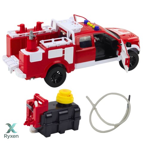 Samochód Strażacki Gaśniczy Woda Światła Dźwięki Biało Czerwony 1:12 LEAN TOYS