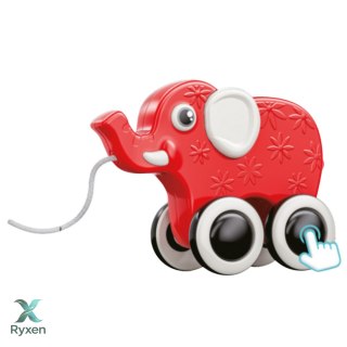 Słonik Zabawka Do Ciągnięcia Na Sznurku Piszczałka Eko Czerwony LEAN TOYS
