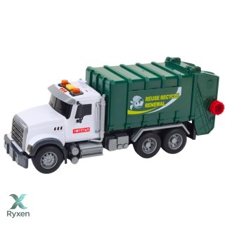Śmieciarka Kosze Na śmieci Światła Dźwięki Zielona 1:14 LEAN TOYS