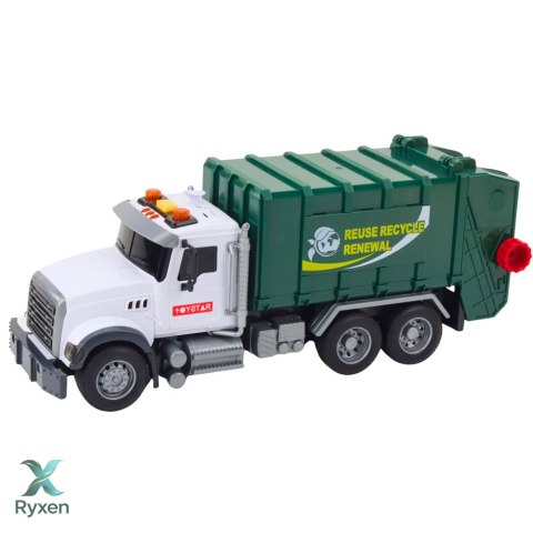 Śmieciarka Kosze Na śmieci Światła Dźwięki Zielona 1:14 LEAN TOYS