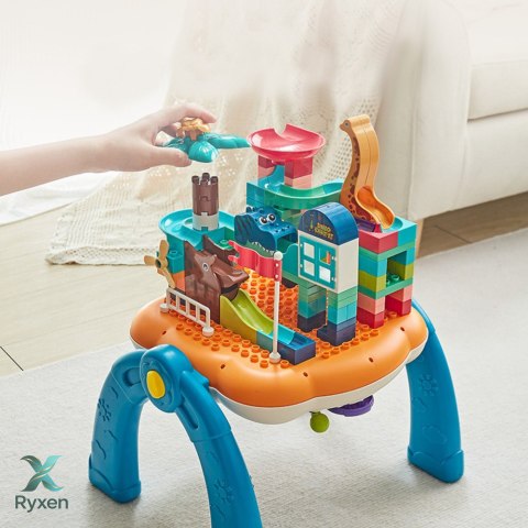 Stolik Edukacyjny Interaktywny Powierzchnia Do Budowania 2w1 Niebieski LEAN TOYS