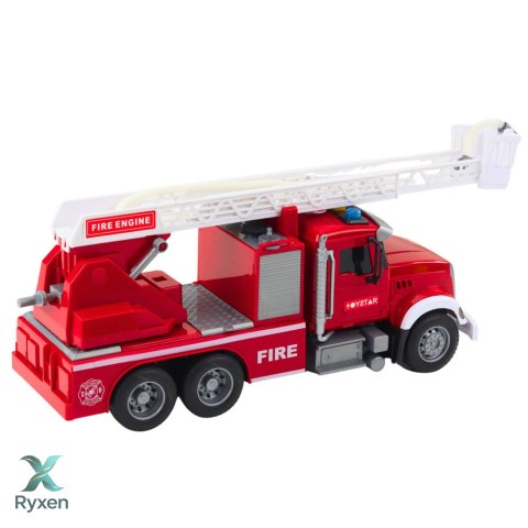 Wóz Strażacki Z Wysięgnikiem Woda Światła Dźwięki Czerwony 1:14 LEAN TOYS