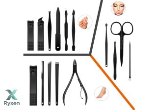 Zestaw 16 Przyborów Przybornik Do Manicure Pedicure Paznokci CążkiI Obcinacz LEAN