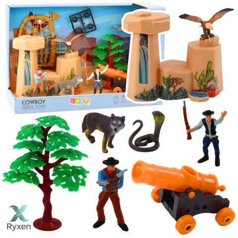 Zestaw Kowbojski Figurki Dziki Zachód Kowboj Łódź Armata LEAN TOYS