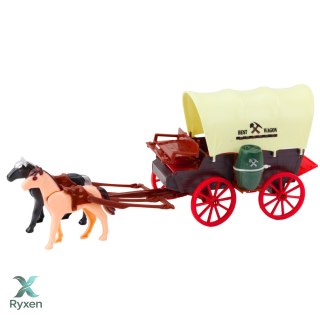 Zestaw Kowbojski Figurki Wóz Westernowy Konie Kowboj Palmy LEAN TOYS