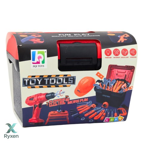 Zestaw Majsterkowicza Skrzynka Z Narzędziami Wiertarka Na Baterie 55el LEAN TOYS