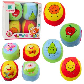 Zestaw Miękkich Piłeczek Dla Malucha Owoce Kolorowe 4szt LEAN TOYS