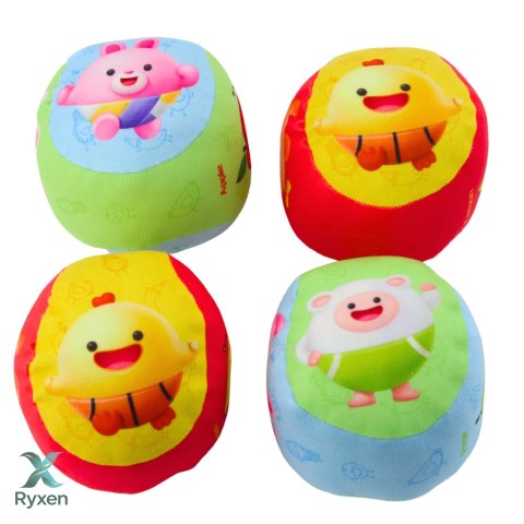 Zestaw Miękkich Piłeczek Dla Malucha Owoce Kolorowe 4szt LEAN TOYS