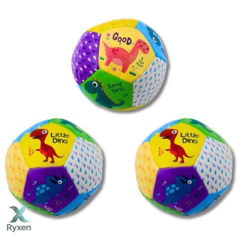 Zestaw Miękkich Piłeczek Z Dinozaurami Kolorowe 9cm 3szt LEAN TOYS