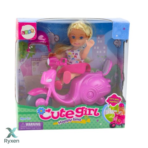 Zestaw Mini Laleczka Lalka Skuter Kask Różowy LEAN TOYS