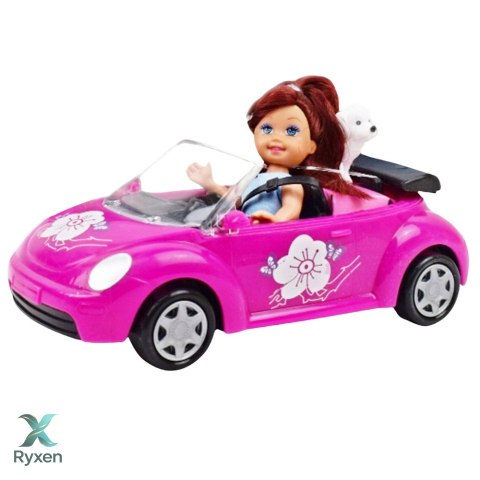 Zestaw Mini Laleczka Samochód Kabriolet Piesek LEAN TOYS