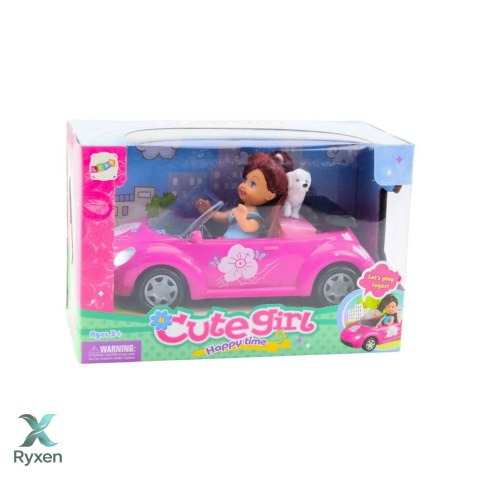 Zestaw Mini Laleczka Samochód Kabriolet Piesek LEAN TOYS