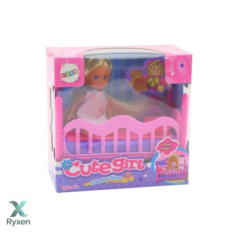 Zestaw Mini Laleczka W Piżamie Łóżeczko Różowe LEAN TOYS