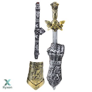 Zestaw Rycerski Gladiator Miecz Ochraniacze Pas Zdobione LEAN TOYS