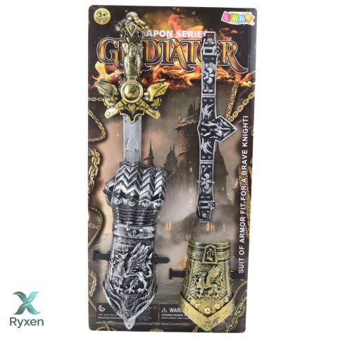 Zestaw Rycerski Gladiator Miecz Ochraniacze Pas Zdobione LEAN TOYS