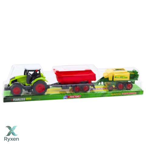 Zestaw Traktor Rolniczy Przyczepa Prasa Maszyna Rolnicza LEAN TOYS