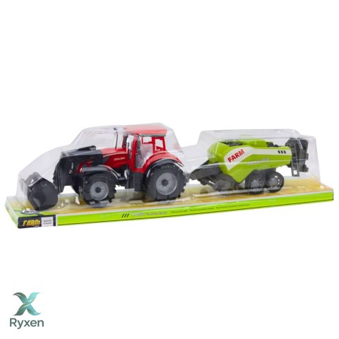 Zestaw Traktor Z Ładowaczem i Prasą Rolniczą Czerwony LEAN TOYS