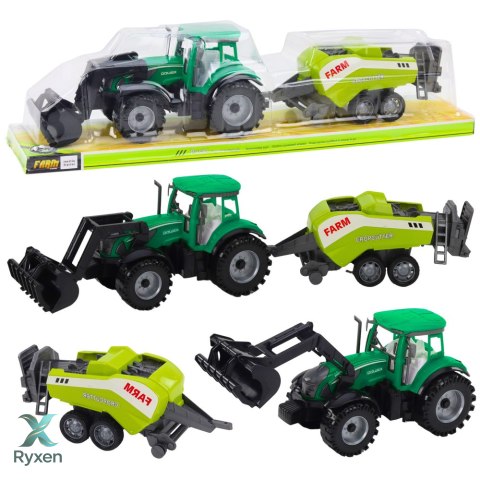 Zestaw Traktor Z Ładowaczem i Prasą Rolniczą Zielony LEAN TOYS