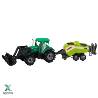 Zestaw Traktor Z Ładowaczem i Prasą Rolniczą Zielony LEAN TOYS